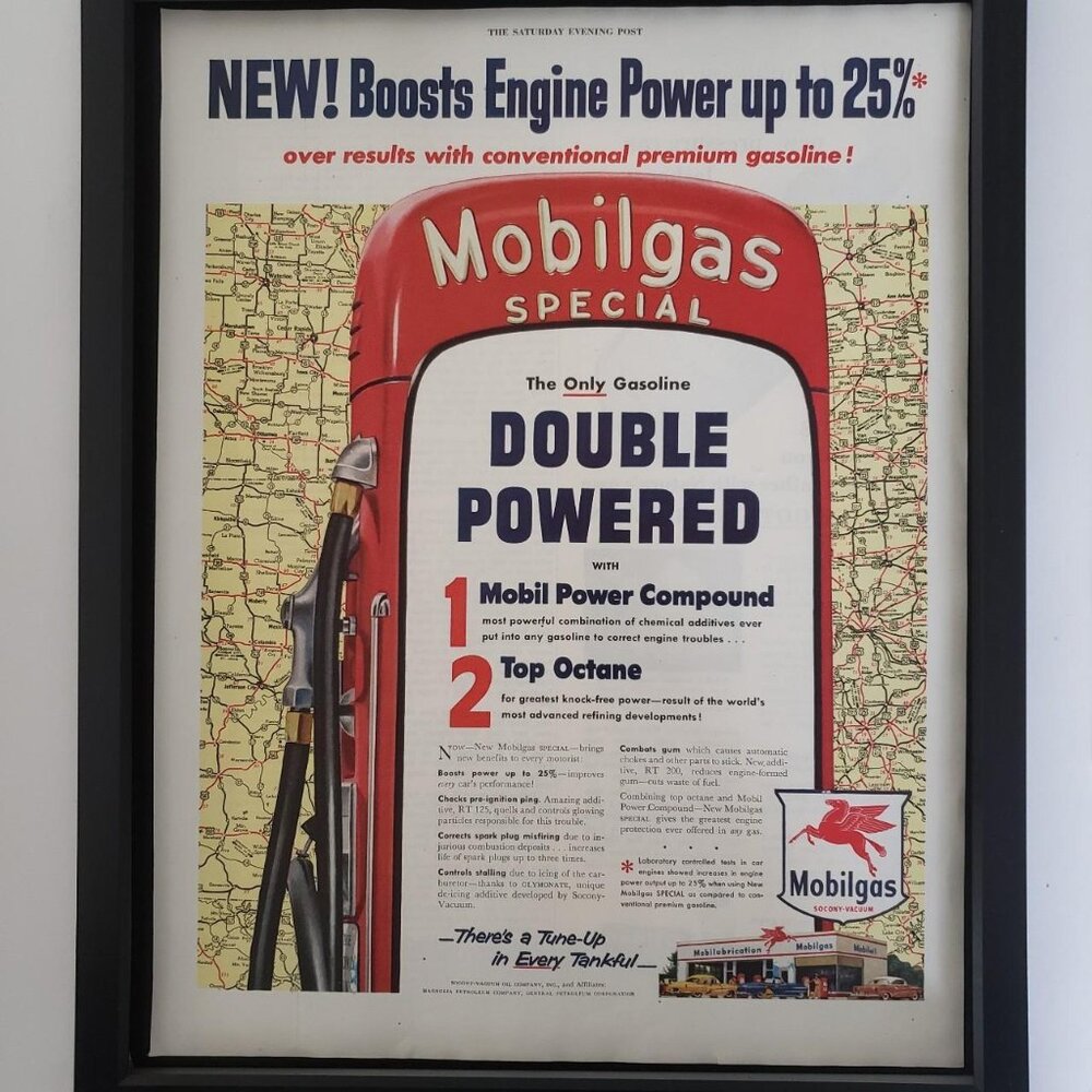 Original Vintage 11x14 1956 Mobilgas Special Gasoline